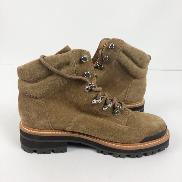 Marc Fisher Womens Idaran Hiking Boots 7.5 Brown Suede Lace Up Lug Sole NWOB - Picture 3 of 12